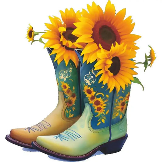 Diamond Painting - Full Round - floral boots (30*30CM)