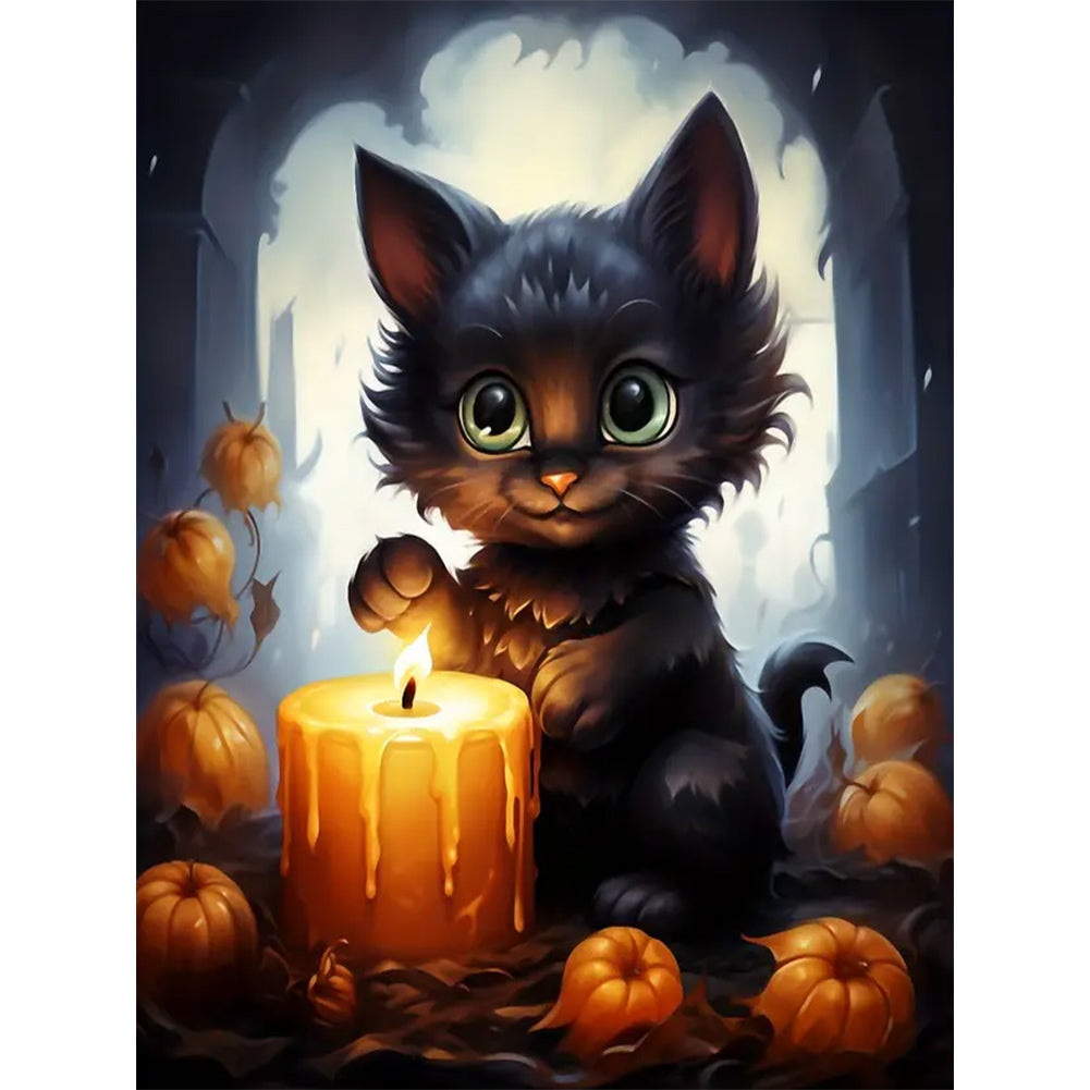 Diamond Painting - Full Round - halloween black cat (30*40CM)