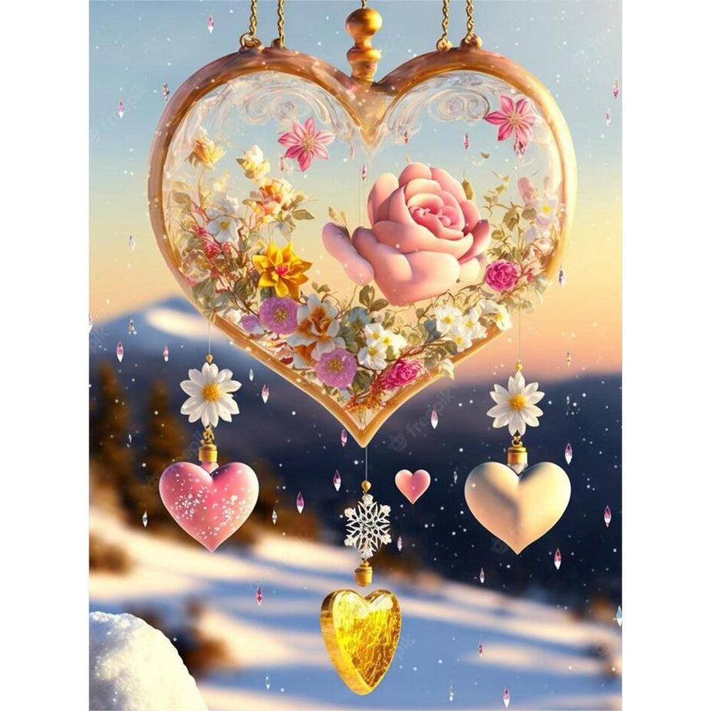 Diamond Painting - Full Round - Snow scene love pendant (30*40CM)
