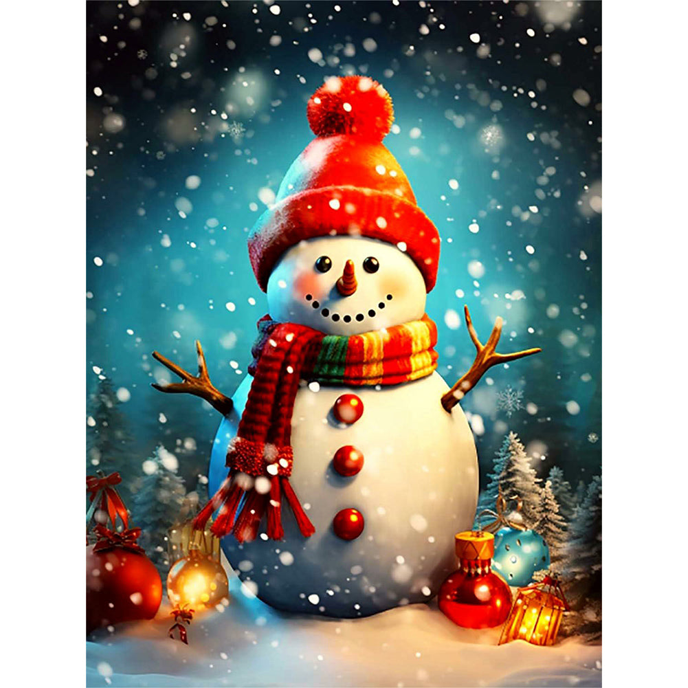 Diamond Painting - Full Round - Snowman with lights (30*40CM)
