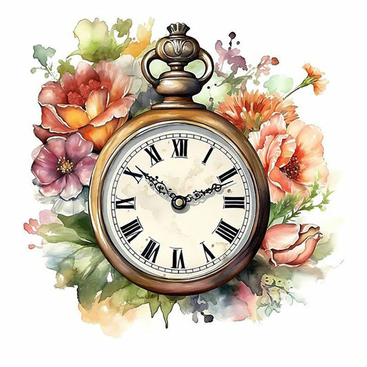 Diamond Painting - Full Round - Flower pocket watch (40*40CM)