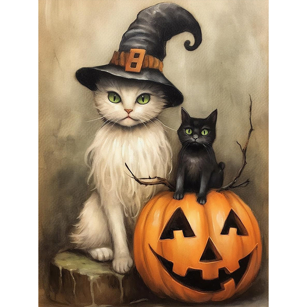 Diamond Painting - Full Round - halloween pumpkin cat (30*40CM)