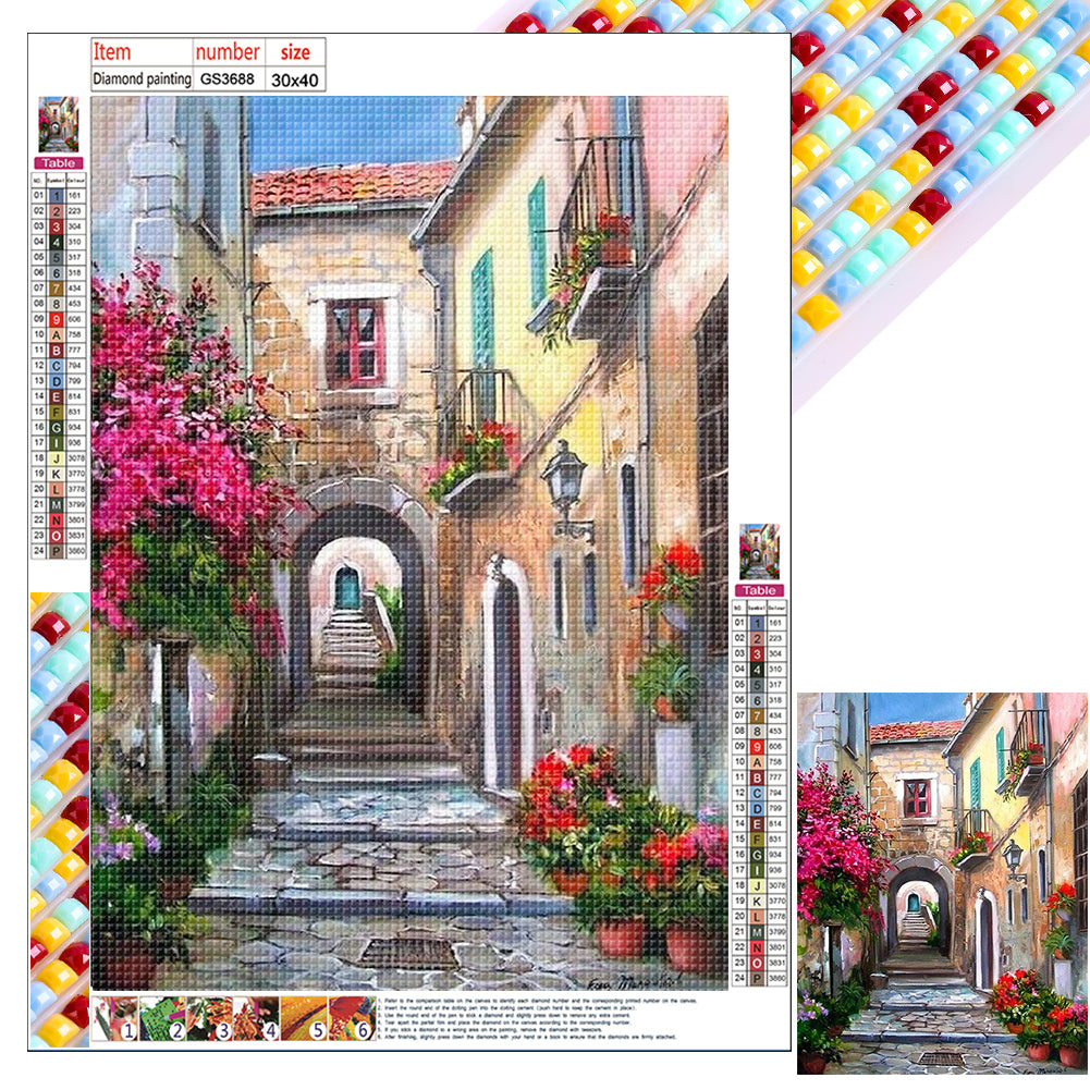 Diamond Painting - Full Square - houses street (30*40CM)