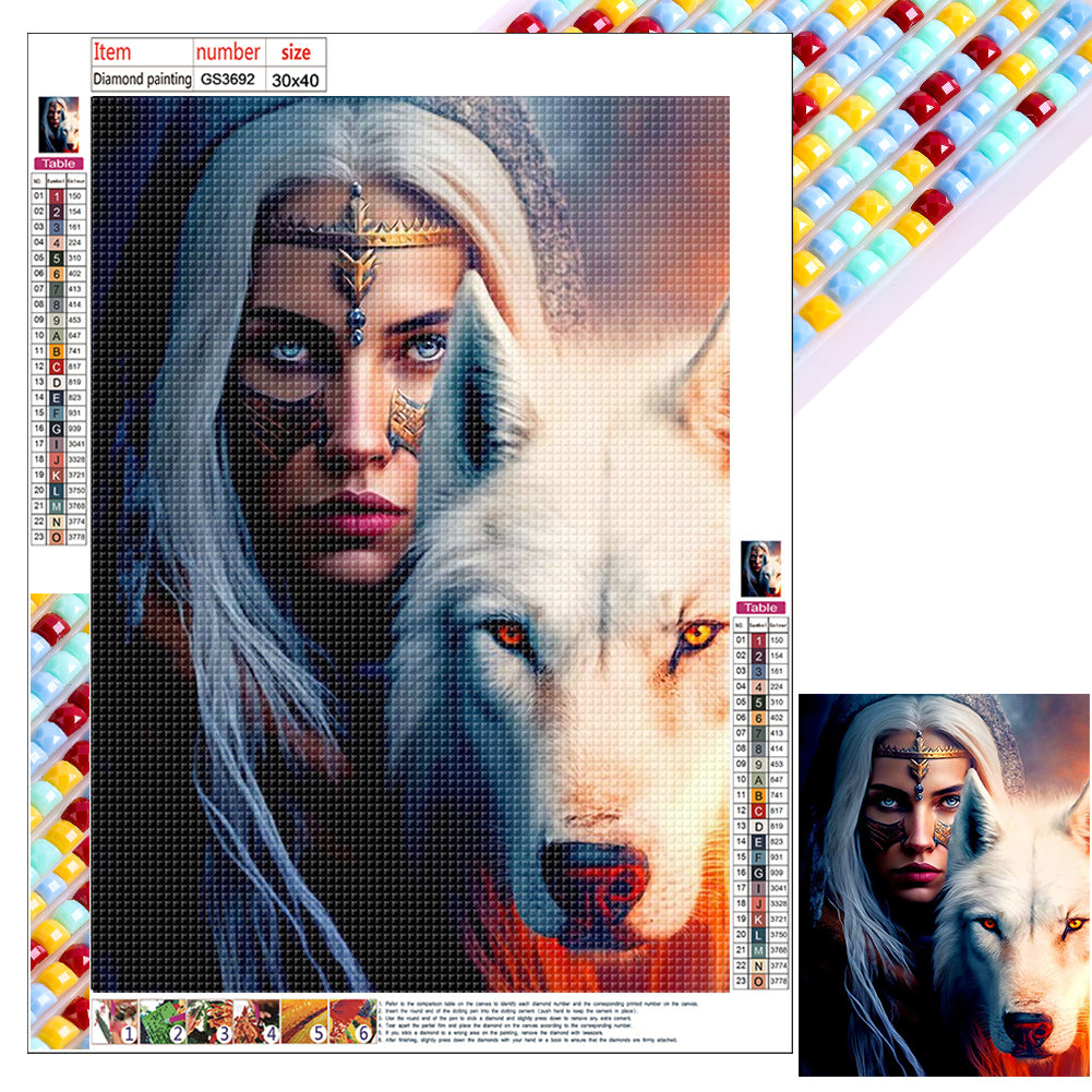 Diamond Painting - Full Square - Beauty and the Wolf (30*40CM)