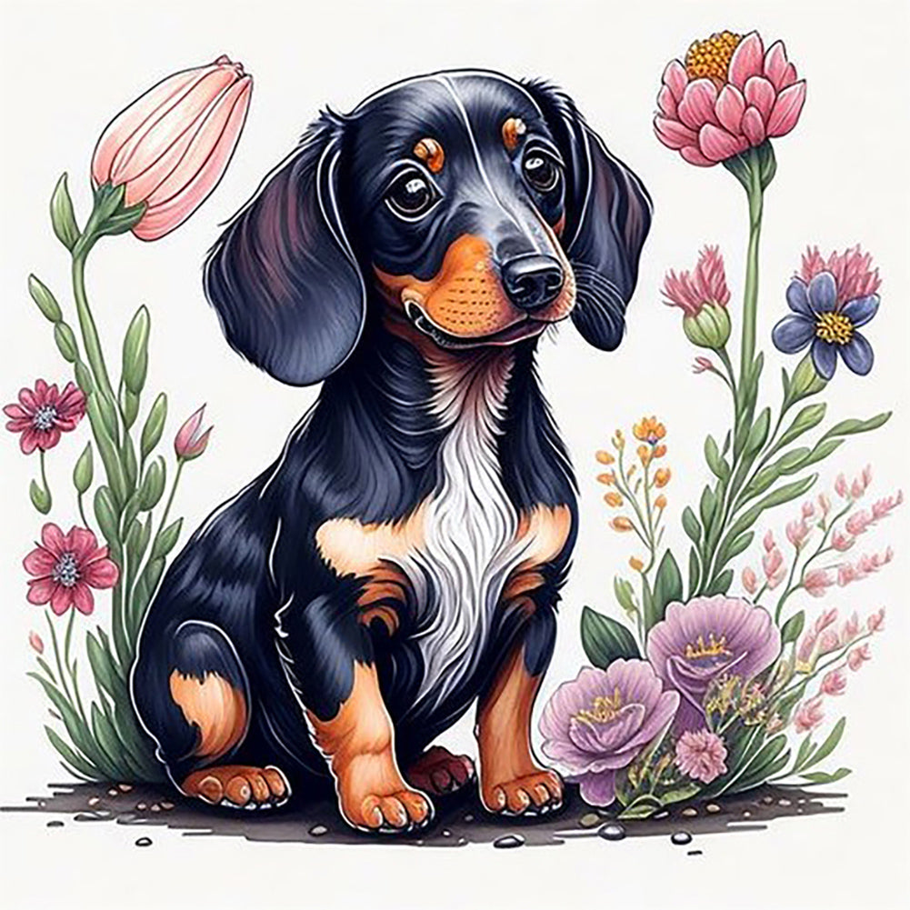 Diamond Painting - Full Round - cartoon puppy (30*30CM)