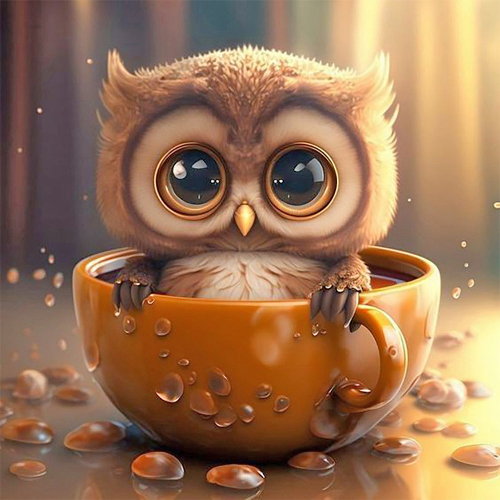 Diamond Painting - Full Round - cartoon owl (30*30CM)