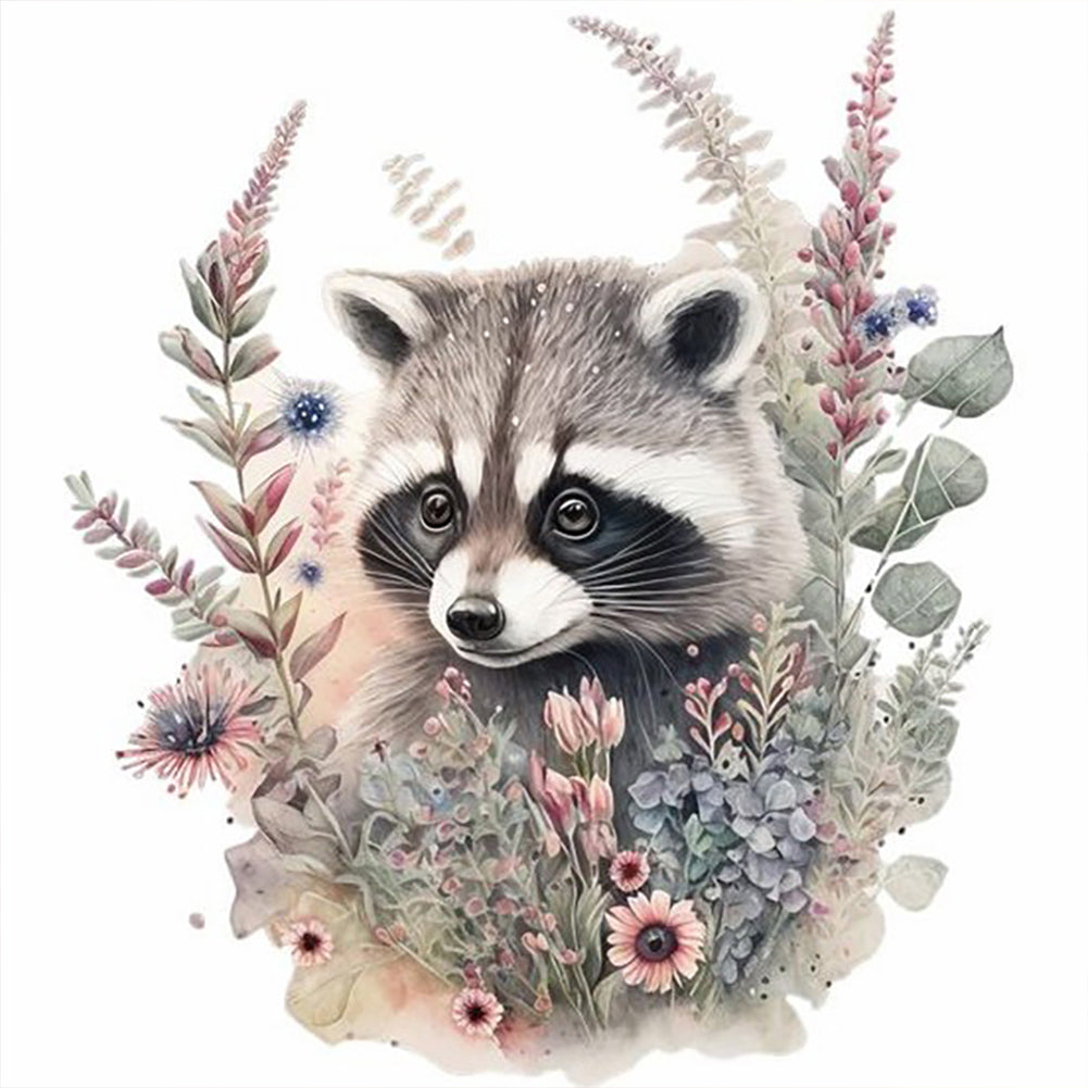 Diamond Painting - Full Round - cartoon raccoon (30*30CM)