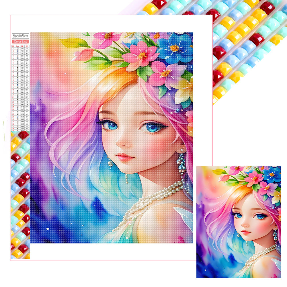 Diamond Painting - Full Square - watercolor little girl (30*40CM)