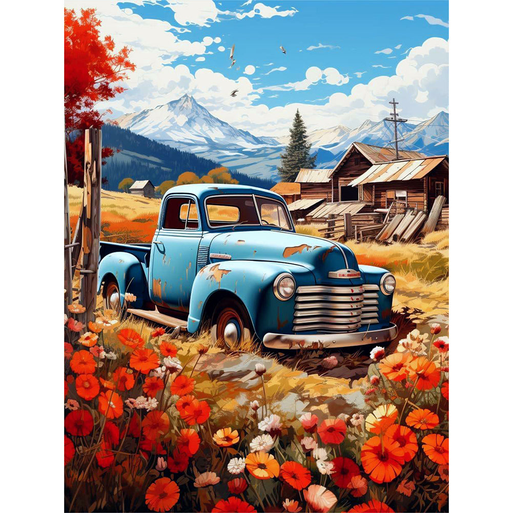 Diamond Painting - Full Round - Daisy and Car (30*40CM)