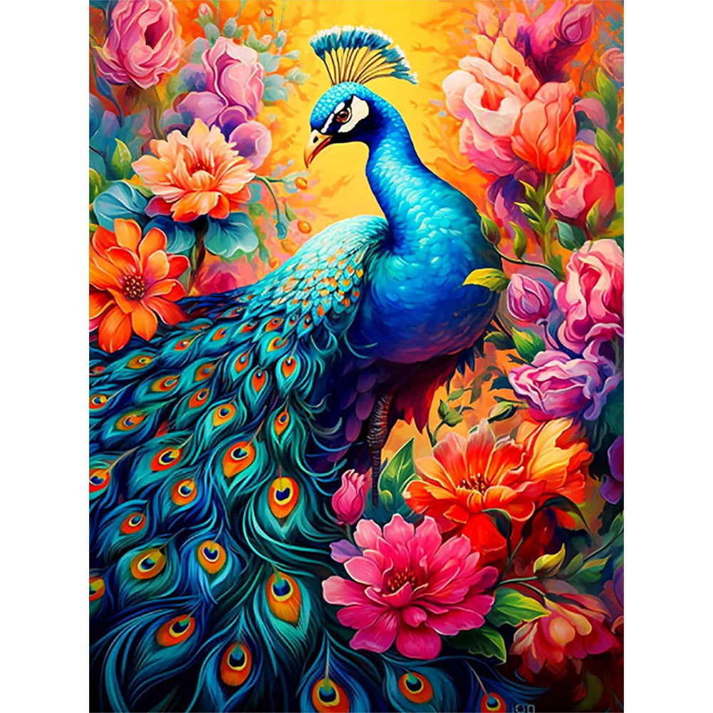 Diamond Painting - Full Round - flower peacock (30*40CM)