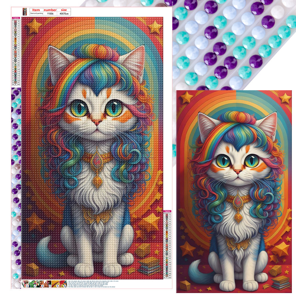 Diamond Painting - Full Round - rainbow cat (40*70CM)