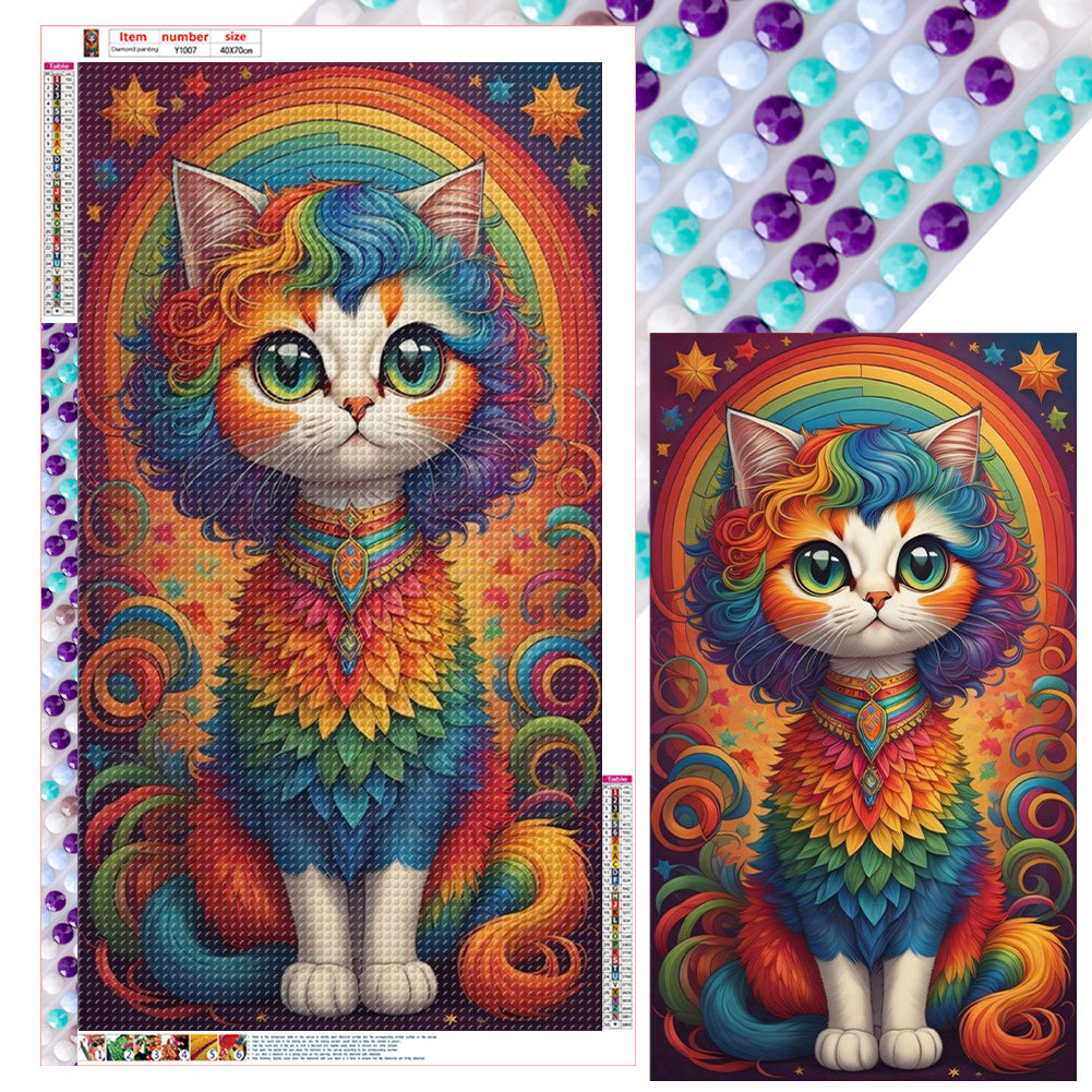 Diamond Painting - Full Round - rainbow cat (40*70CM)