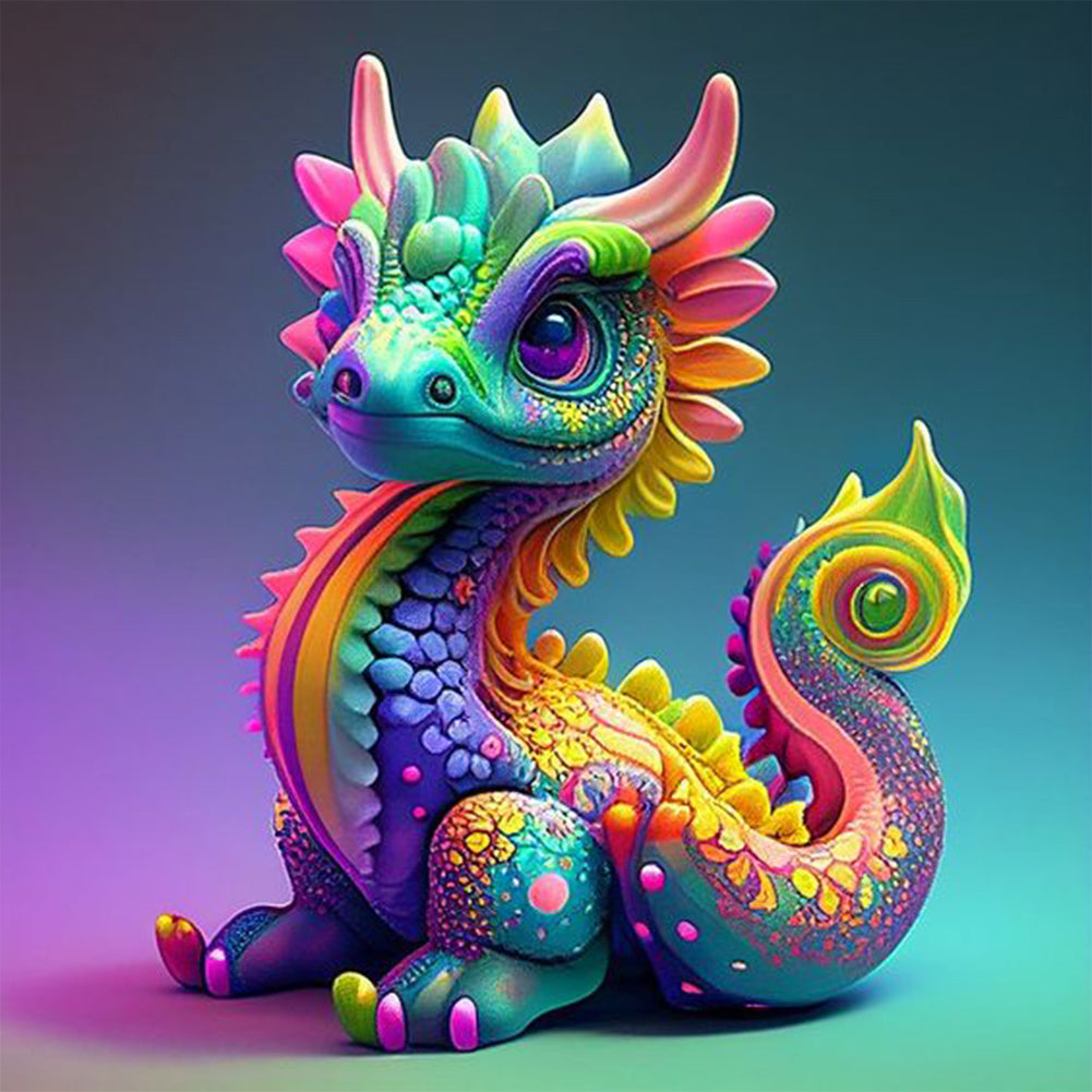 Diamond Painting - Full Round - Colorful little dragon (30*30CM)