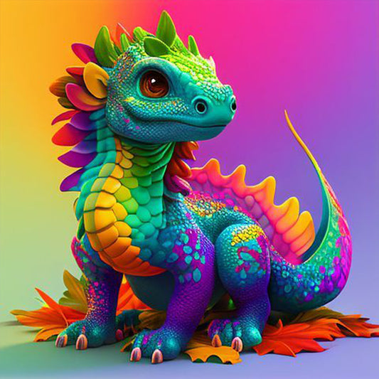 Diamond Painting - Full Round - Colorful little dragon (30*30CM)