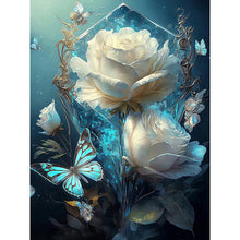 Load image into Gallery viewer, Diamond Painting - Full Round - white roses and butterflies (30*40CM)
