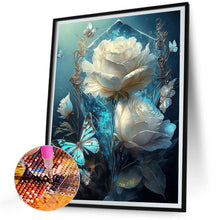 Load image into Gallery viewer, Diamond Painting - Full Round - white roses and butterflies (30*40CM)
