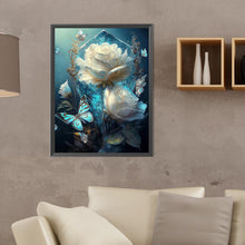 Load image into Gallery viewer, Diamond Painting - Full Round - white roses and butterflies (30*40CM)
