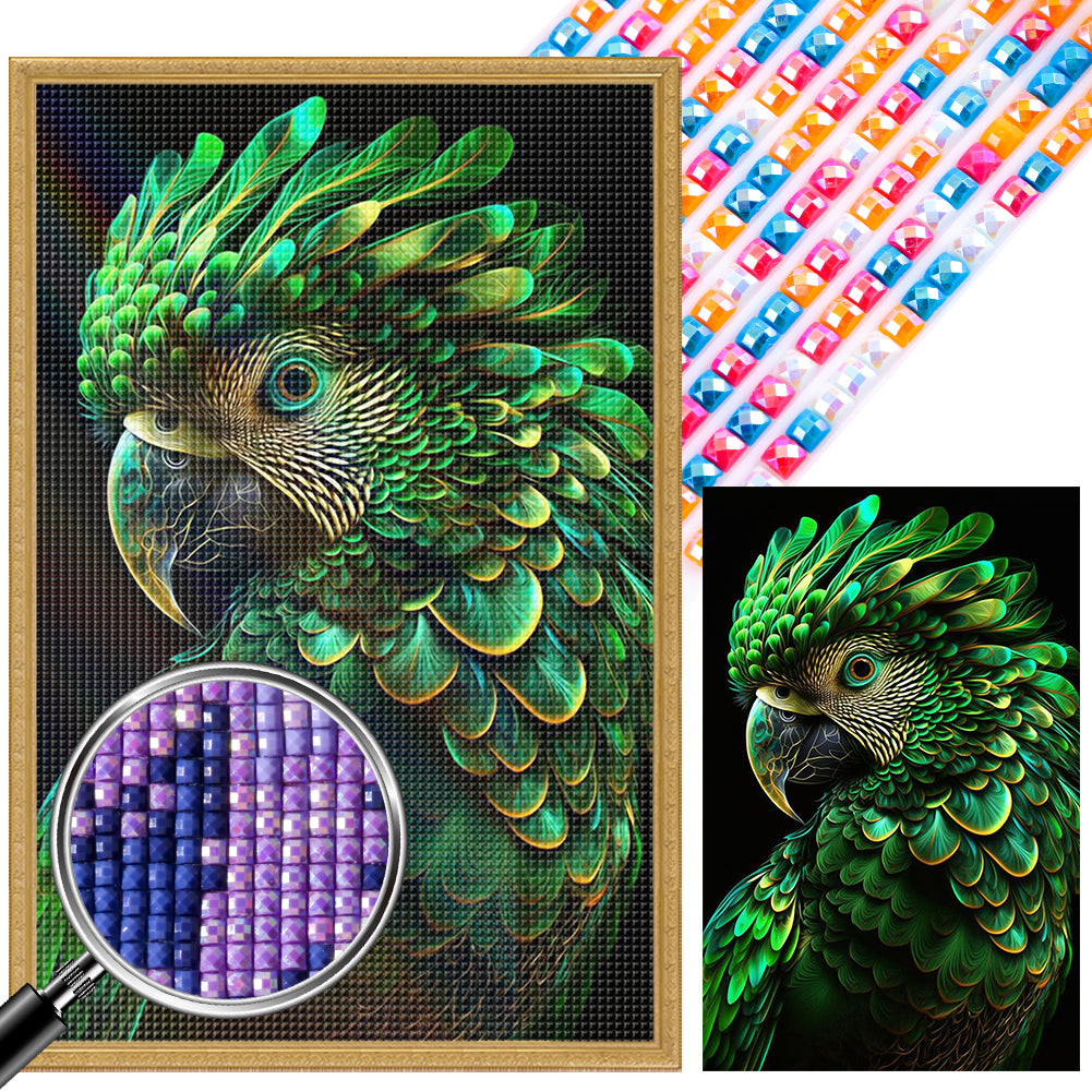 AB Diamond Painting - Full Square - green parrot (45*70CM)