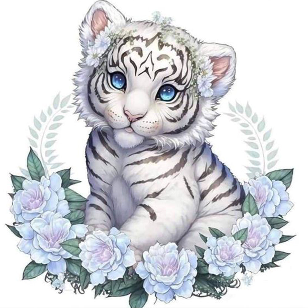 Diamond Painting - Full Round - Garland white tiger (30*30CM)