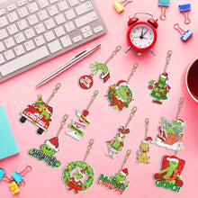 Load image into Gallery viewer, 12PCS Double Sided Diamond Art Keyring Grinch for Adult Kid Purse Handbag Decor
