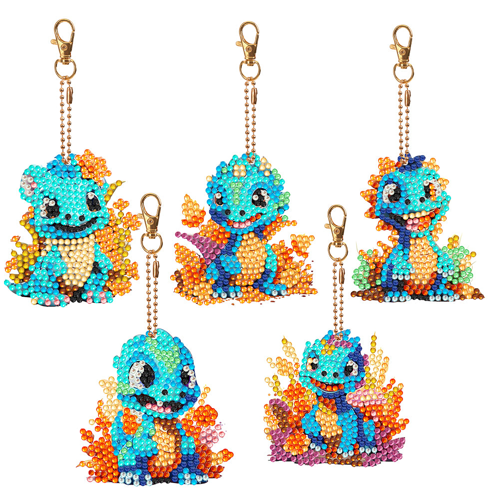 5PCS Double Sided Special Shape Diamond Art Keyring (Baby Dinosaur)