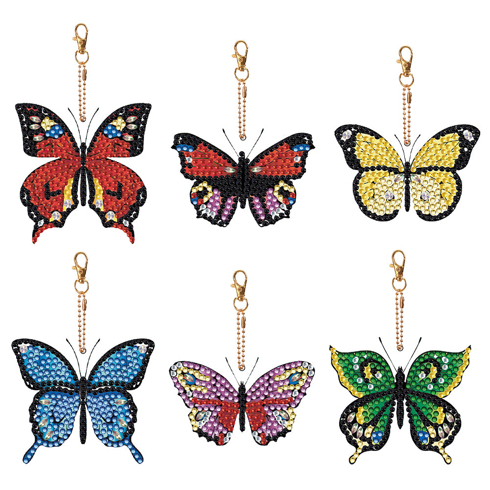 6PCS Double Sided Special Shape Diamond Art Keyring (Butterfly)