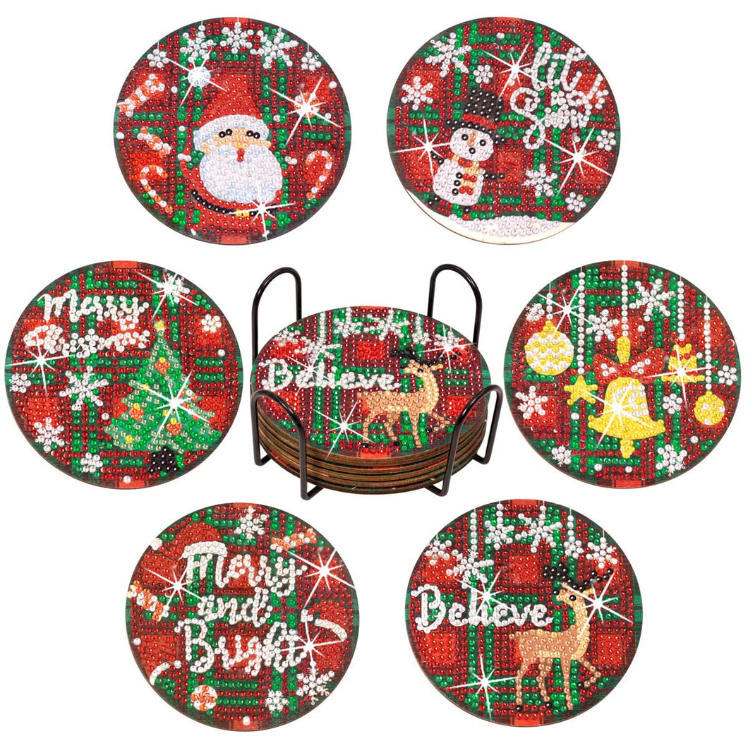 6/8PCS Special Shape Diamond Painting Crafts Coaster Christmas Pumpkin Sunflower