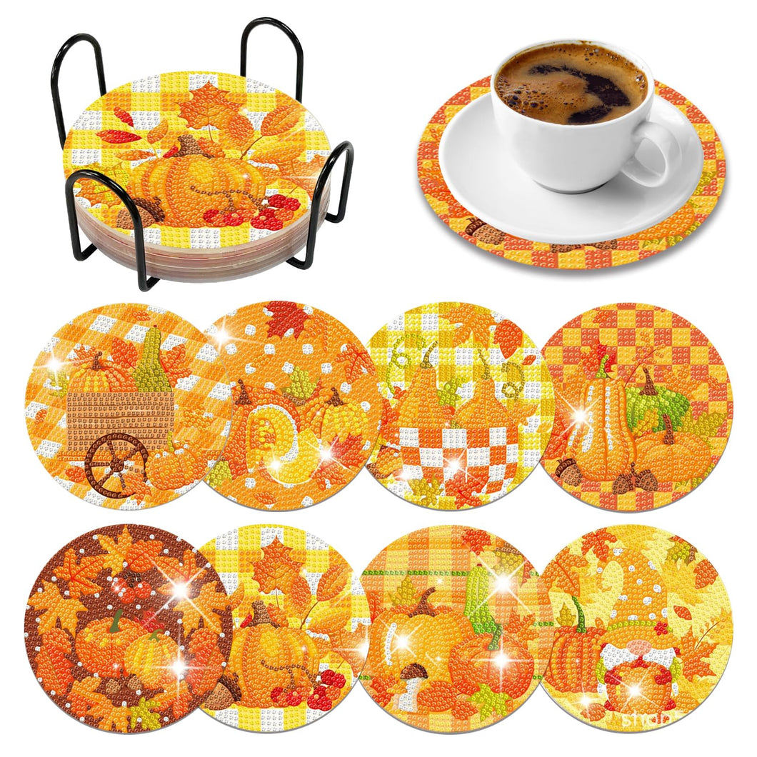 6/8PCS Special Shape Diamond Painting Crafts Coaster Christmas Pumpkin Sunflower