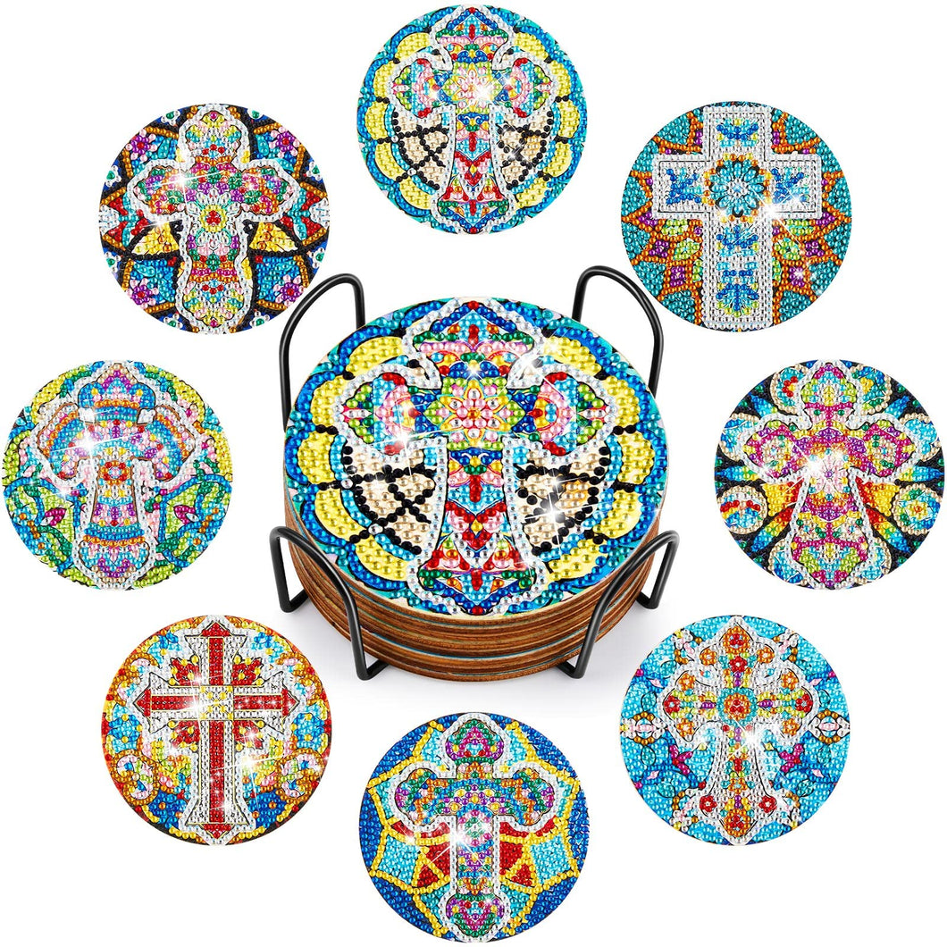 6/8PCS Special Shape Diamond Painting Crafts Coaster Christmas Pumpkin Sunflower