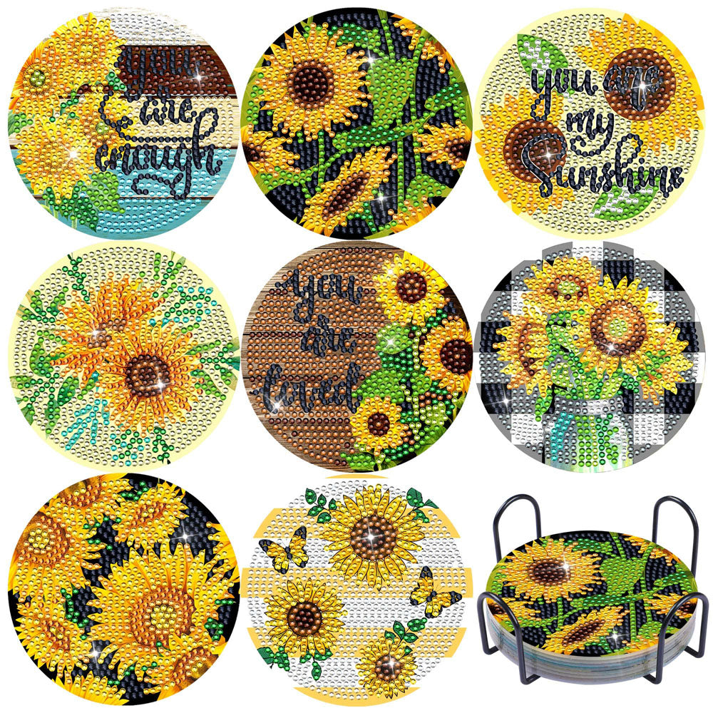 6/8PCS Special Shape Diamond Painting Crafts Coaster Christmas Pumpkin Sunflower