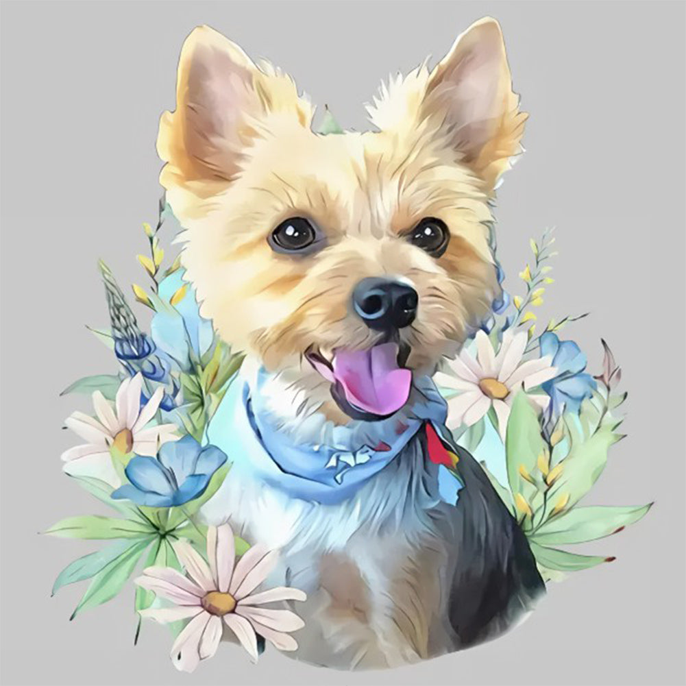 Diamond Painting - Full Round - flower dog (30*30CM)
