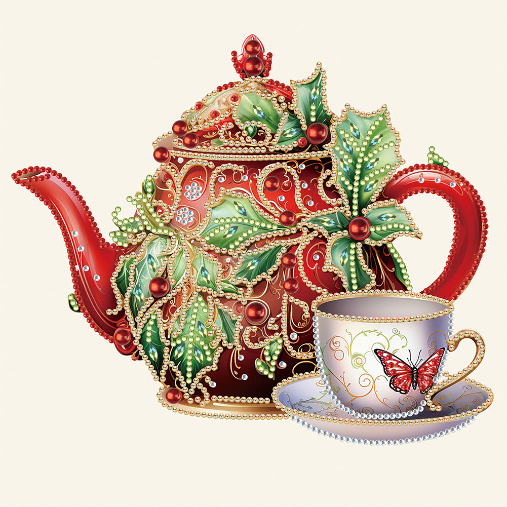 Diamond Painting - Partial Special Shaped - Christmas teapot (30*30CM)