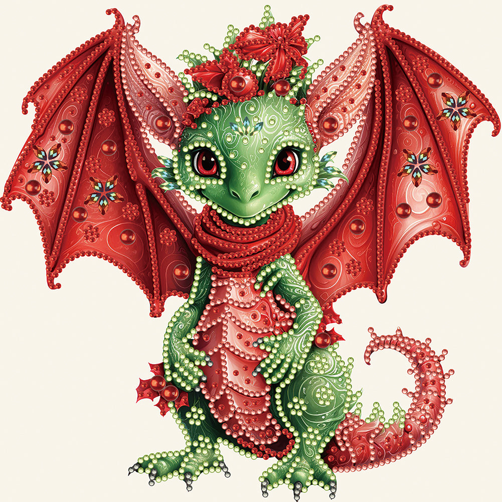 Diamond Painting - Partial Special Shaped - Christmas pterosaur (30*30CM)