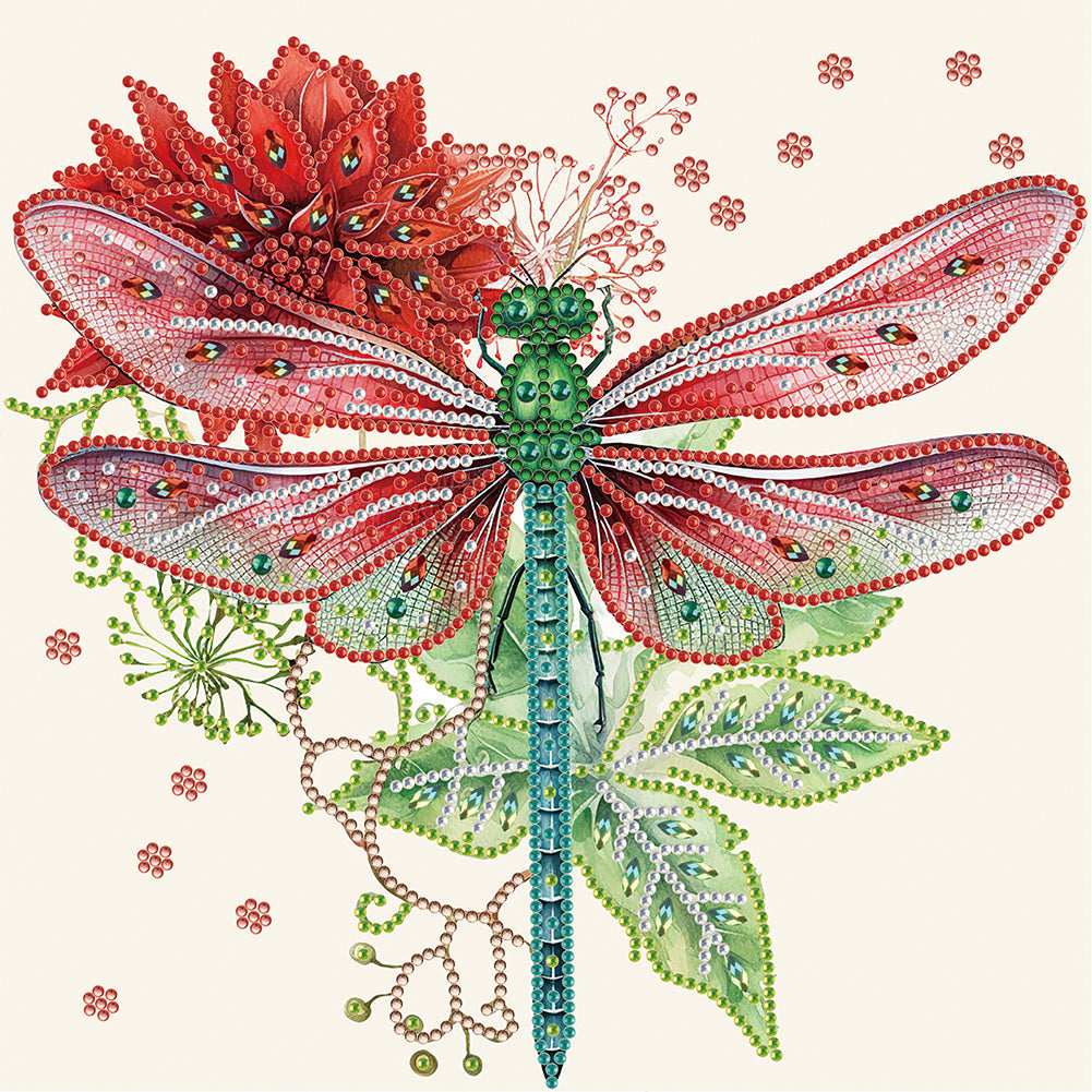 Diamond Painting - Partial Special Shaped - Christmas dragonfly (30*30CM)