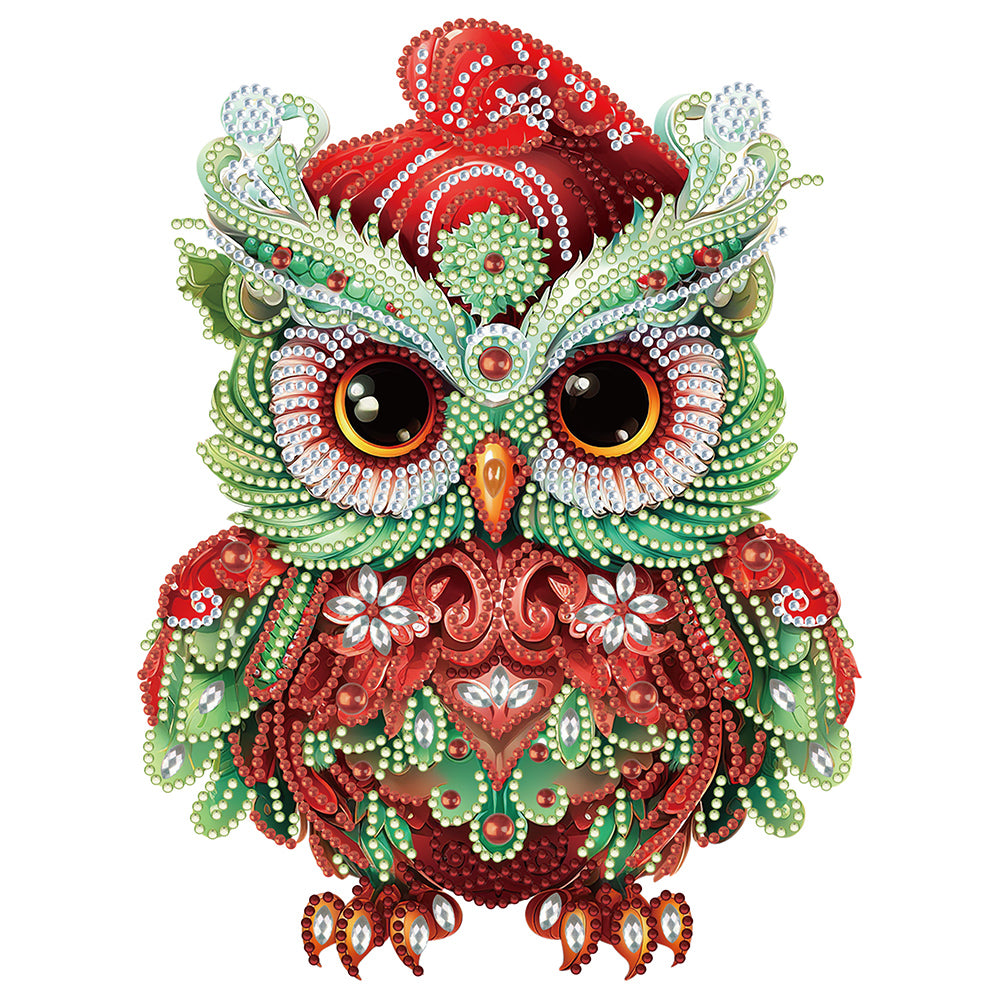 Diamond Painting - Partial Special Shaped - Christmas Owl (30*30CM)