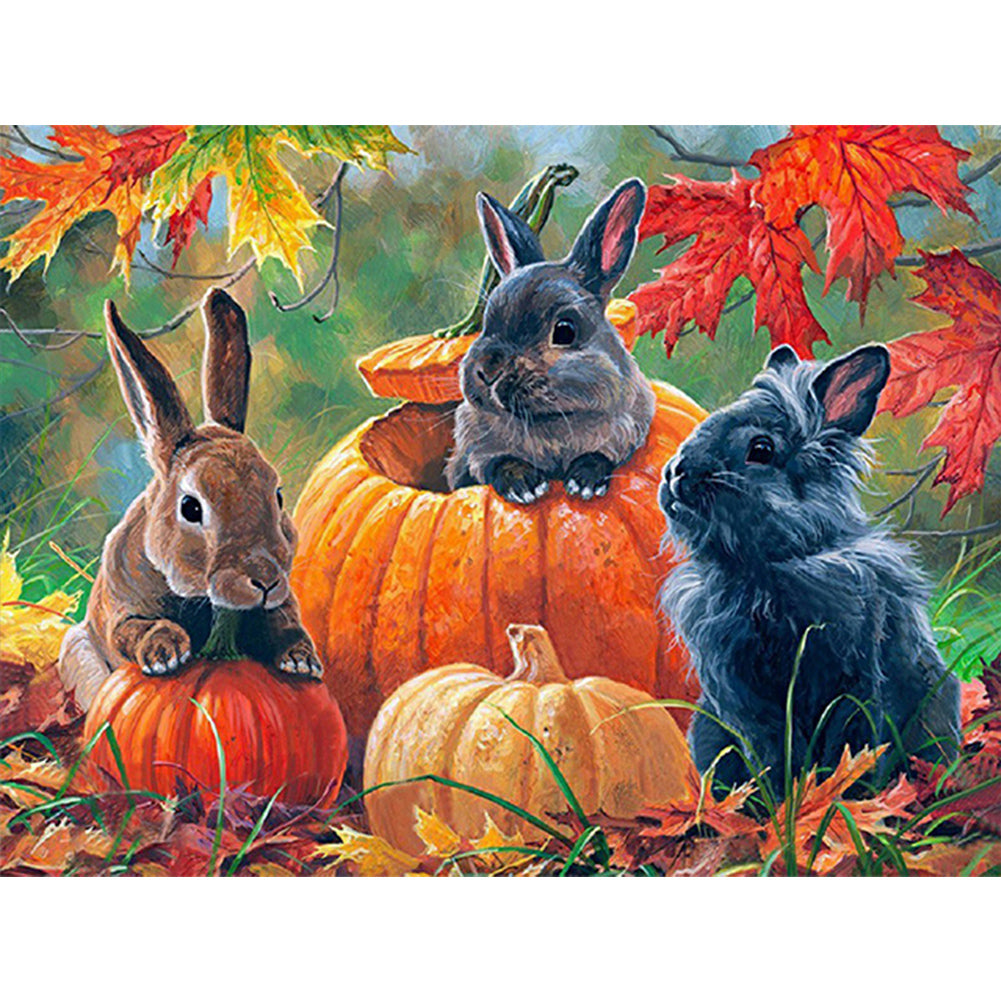 Diamond Painting - Full Round - Autumn Pumpkin Bunny (40*30CM)