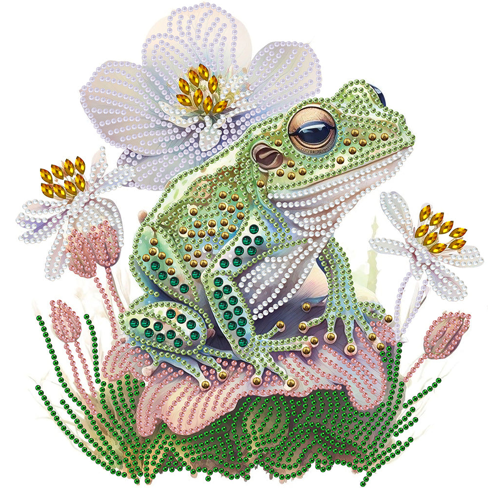 Diamond Painting - Partial Special Shaped - flower and frog (30*30CM)