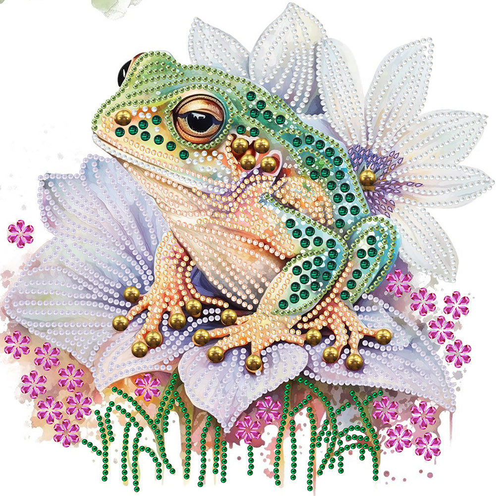 Diamond Painting - Partial Special Shaped - flower and frog (30*30CM)