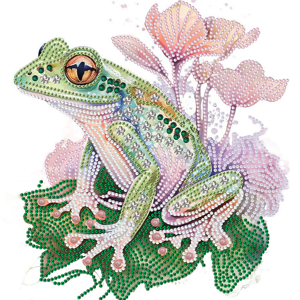 Diamond Painting - Partial Special Shaped - flower and frog (30*30CM)