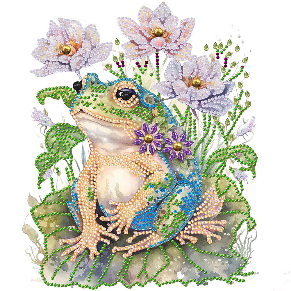 Diamond Painting - Partial Special Shaped - flower and frog (30*30CM)