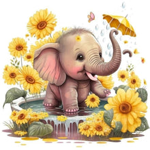 Load image into Gallery viewer, Diamond Painting - Full Round - Elephants playing in pool (30*30CM)
