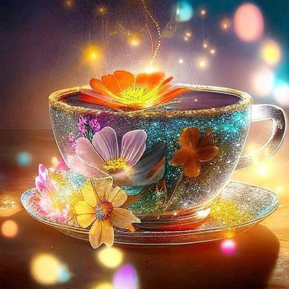 Diamond Painting - Full Round - tea cup and flowers (30*30CM)
