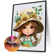 Load image into Gallery viewer, Diamond Painting - Partial Special Shaped - flower hat girl (30*40CM)
