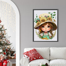 Load image into Gallery viewer, Diamond Painting - Partial Special Shaped - flower hat girl (30*40CM)
