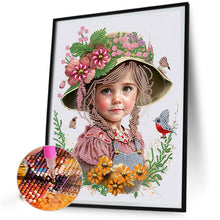 Load image into Gallery viewer, Diamond Painting - Partial Special Shaped - flower hat girl (30*40CM)
