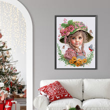 Load image into Gallery viewer, Diamond Painting - Partial Special Shaped - flower hat girl (30*40CM)
