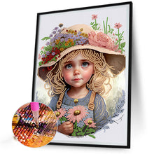 Load image into Gallery viewer, Diamond Painting - Partial Special Shaped - flower hat girl (30*40CM)
