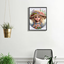 Load image into Gallery viewer, Diamond Painting - Partial Special Shaped - flower hat girl (30*40CM)
