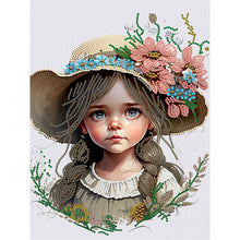 Load image into Gallery viewer, Diamond Painting - Partial Special Shaped - flower hat girl (30*40CM)
