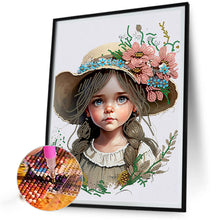 Load image into Gallery viewer, Diamond Painting - Partial Special Shaped - flower hat girl (30*40CM)
